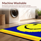 Ultra Soft Area Rug, Non Slip, Stain Resistant, Washable Area Rugs for Living Room, Bedroom, Chic Minimalist Smiley Motif(Yellow)