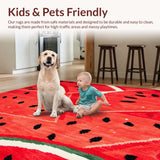Ultra Soft Area Rug, Non Slip, Stain Resistant, Washable Area Rugs for Living Room, Bedroom, Juicy Watermelon Summer Area Rug Vibrant Red & Green Fruit Print Carpet(Red)