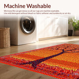 Ultra Soft Area Rug, Non Slip, Stain Resistant, Washable Area Rugs for Living Room, Bedroom, Whimsical Colorful Garden Scene(Orange)