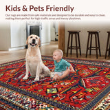 Ultra Soft Area Rug, Non Slip, Stain Resistant, Washable Area Rugs for Living Room, Bedroom, Dynamic Colorful Woven Ensemble(Red)