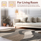 Ultra Soft Area Rug, Non Slip, Stain Resistant, Washable Area Rugs for Living Room, Bedroom, Artful Modern Tiled Composition(Beige)