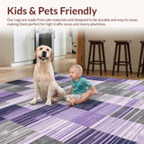 Ultra Soft Area Rug, Non Slip, Stain Resistant, Washable Area Rugs for Living Room, Bedroom, Abstract Geometric Purple Tones(Purple)