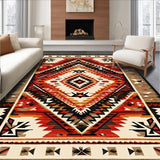 Ultra Soft Area Rug, Non Slip, Stain Resistant, Washable Area Rugs for Living Room, Bedroom, Contemporary Geometric Rustic Charm(Red)