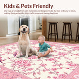 Ultra Soft Area Rug, Non Slip, Stain Resistant, Washable Area Rugs for Living Room, Bedroom, Serene Minimalist Floral Touch(Ivory)