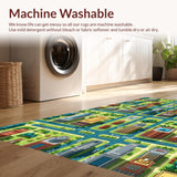 Ultra Soft Area Rug, Non Slip, Stain Resistant, Washable Area Rugs for Living Room, Bedroom, Non-Slip Road Design Carpet for Classroom Game Area(Gray)