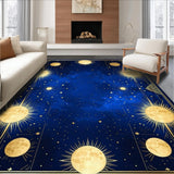 Ultra Soft Area Rug, Non Slip, Stain Resistant, Washable Area Rugs for Living Room, Bedroom, Chic Modern Celestial Linework(Blue)