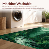 Ultra Soft Area Rug, Non Slip, Stain Resistant, Washable Area Rugs for Living Room, Bedroom, Elegant Evergreen Landscape Motif(Green)