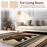 Ultra Soft Area Rug, Non Slip, Stain Resistant, Washable Area Rugs for Living Room, Bedroom, Luxurious Silky Textured Motif(Brown)