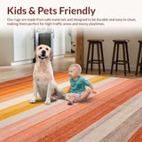 Ultra Soft Area Rug, Non Slip, Stain Resistant, Washable Area Rugs for Living Room, Bedroom, Sophisticated Multicolor Medallion Theme(Orange)