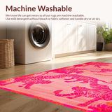 Ultra Soft Area Rug, Non Slip, Stain Resistant, Washable Area Rugs for Living Room, Bedroom, Elegant Modern Wildlife Theme(Pink)