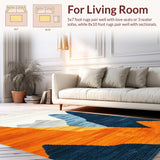 Ultra Soft Area Rug, Non Slip, Stain Resistant, Washable Area Rugs for Living Room, Bedroom, Bright Minimalist Circle Artwork(Orange)