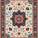Ultra Soft Area Rug, Non Slip, Stain Resistant, Washable Area Rugs for Living Room, Bedroom, Eclectic Cream Blue Bedroom Rug for Minimalist Homes(Beige)