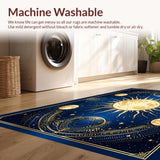 Ultra Soft Area Rug, Non Slip, Stain Resistant, Washable Area Rugs for Living Room, Bedroom, Mystical Night Sky Imagery(Blue)
