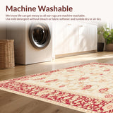 Ultra Soft Area Rug, Non Slip, Stain Resistant, Washable Area Rugs for Living Room, Bedroom, Chic Boho Floral Medallion Area Pet & Kid Friendly Easy Care(Beige)
