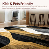 Ultra Soft Area Rug, Non Slip, Stain Resistant, Washable Area Rugs for Living Room, Bedroom, Farmhouse Rustic Rug with Black and Gold Elements(Gold)
