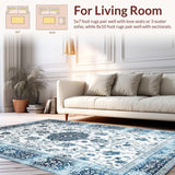 Ultra Soft Area Rug, Non Slip, Stain Resistant, Washable Area Rugs for Living Room, Bedroom, Rustic Pastel Floral Charm(White)