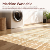 Ultra Soft Area Rug, Non Slip, Stain Resistant, Washable Area Rugs for Living Room, Bedroom, Beige Area Modern Geometric Plaid(Beige)
