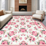 Ultra Soft Area Rug, Non Slip, Stain Resistant, Washable Area Rugs for Living Room, Bedroom, Delicate Rustic Floral Harmony(Pink)
