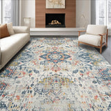 Ultra Soft Area Rug, Non Slip, Stain Resistant, Washable Area Rugs for Living Room, Bedroom, Cozy Retro Ogee Composition(White)