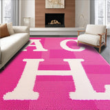 Ultra Soft Area Rug, Non Slip, Stain Resistant, Washable Area Rugs for Living Room, Bedroom, Cute Alphabetic Circle Aesthetic(Pink)