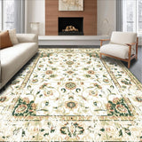 Ultra Soft Area Rug, Non Slip, Stain Resistant, Washable Area Rugs for Living Room, Bedroom, Vintage Floral Farmhouse Beige and Sage Green Accent(Beige)
