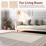 Ultra Soft Area Rug, Non Slip, Stain Resistant, Washable Area Rugs for Living Room, Bedroom, Sophisticated Beige Trellis Art(Gray)