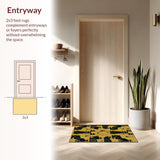 Ultra Soft Area Rug, Non Slip, Stain Resistant, Washable Area Rugs for Living Room, Bedroom, Playful Monochrome Feline Patterns(Yellow)