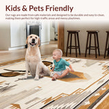 Ultra Soft Area Rug, Non Slip, Stain Resistant, Washable Area Rugs for Living Room, Bedroom, Stylish Rustic Patterned Textiles(Beige)