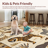 Ultra Soft Area Rug, Non Slip, Stain Resistant, Washable Area Rugs for Living Room, Bedroom, Foldable Adventurous Animal Kingdom Mat(Beige)