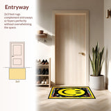 Ultra Soft Area Rug, Non Slip, Stain Resistant, Washable Area Rugs for Living Room, Bedroom, Trippy Monochrome Abstract Design(Yellow)