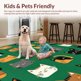 Ultra Soft Area Rug, Non Slip, Stain Resistant, Washable Area Rugs for Living Room, Bedroom, Charming Cartoon Animal Aesthetic(Green)