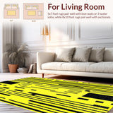 Ultra Soft Area Rug, Non Slip, Stain Resistant, Washable Area Rugs for Living Room, Bedroom, Chic Striped Coastal Aesthetic(Yellow)