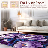 Ultra Soft Area Rug, Non Slip, Stain Resistant, Washable Area Rugs for Living Room, Bedroom, Lively Purple Garden Theme(Purple)