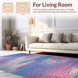 Ultra Soft Area Rug, Non Slip, Stain Resistant, Washable Area Rugs for Living Room, Bedroom, Contemporary Soft Pastel Abstract(Blue)