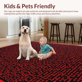 Ultra Soft Area Rug, Non Slip, Stain Resistant, Washable Area Rugs for Living Room, Bedroom, Playful Contemporary Text Design(Brown)