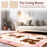 Ultra Soft Area Rug, Non Slip, Stain Resistant, Washable Area Rugs for Living Room, Bedroom, Whimsical Educational Alphabet Delight(Pink)