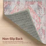 Ultra Soft Area Rug, Non Slip, Stain Resistant, Washable Area Rugs for Living Room, Bedroom, Artful Grey Symmetrical Composition(Pink)