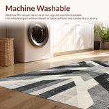 Ultra Soft Area Rug, Non Slip, Stain Resistant, Washable Area Rugs for Living Room, Bedroom, Entry Rug: Woven Graphic Lines Floor Art Doormat(Gray)