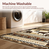 Ultra Soft Area Rug, Non Slip, Stain Resistant, Washable Area Rugs for Living Room, Bedroom, Charming Vintage Wildlife Art(Beige)