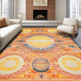 Ultra Soft Area Rug, Non Slip, Stain Resistant, Washable Area Rugs for Living Room, Bedroom, Eclectic Earthy Sunburst Aesthetic(Orange)