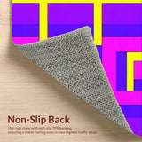 Ultra Soft Area Rug, Non Slip, Stain Resistant, Washable Area Rugs for Living Room, Bedroom, Dynamic 90s Inspired Color Block(Purple)