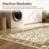 Ultra Soft Area Rug, Non Slip, Stain Resistant, Washable Area Rugs for Living Room, Bedroom, Chic Classic Botanical Motif(Beige)