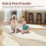 Absorbent Wave Lines Area Pair Non Slip Contemporary Runner(Beige)