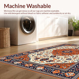 Ultra Soft Area Rug, Non Slip, Stain Resistant, Washable Area Rugs for Living Room, Bedroom, Artful Ogee Pattern in Warm Tones(White)