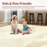 Ultra Soft Area Rug, Non Slip, Stain Resistant, Washable Area Rugs for Living Room, Bedroom, Rustic Modernist Organic Shapes(Beige)