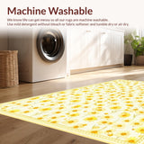 Ultra Soft Area Rug, Non Slip, Stain Resistant, Washable Area Rugs for Living Room, Bedroom, Playful White Yellow Flower Motif(Beige)