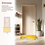 Ultra Soft Area Rug, Non Slip, Stain Resistant, Washable Area Rugs for Living Room, Bedroom, Elegant Contemporary Artful Design(Yellow)