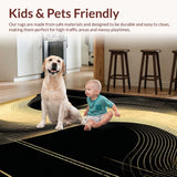 Ultra Soft Area Rug, Non Slip, Stain Resistant, Washable Area Rugs for Living Room, Bedroom, Modern Black Geometric Pattern(Gold)