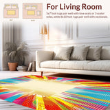 Ultra Soft Area Rug, Non Slip, Stain Resistant, Washable Area Rugs for Living Room, Bedroom, Geometric Burst Vibrant Multi Colors and Beige Hues(Yellow)