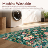 Ultra Soft Area Rug, Non Slip, Stain Resistant, Washable Area Rugs for Living Room, Bedroom, Chic Earthy Botanical Elegance(Green)